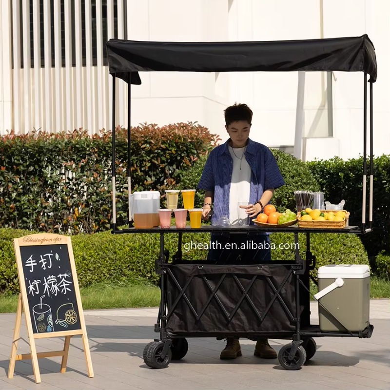 折りたたみ式スチールテーブルトロリーカート屋台多色モバイルピ - Outdoor Camping Trolley のレビューと価格