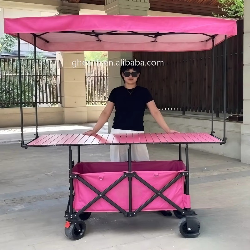 折りたたみ式スチールテーブルトロリーカート屋台多色モバイルピ - Outdoor Camping Trolley のレビューと価格