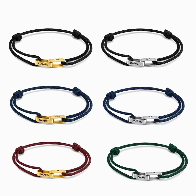 カスタムカップルブレスレット 2つの名前を刻印 - 彼と彼女 - Paracord Bracelet のレビューと価格