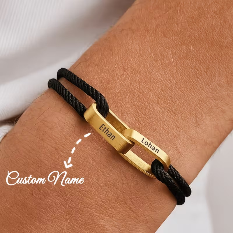 カスタムカップルブレスレット 2つの名前を刻印 - 彼と彼女 - Paracord Bracelet のレビューと価格