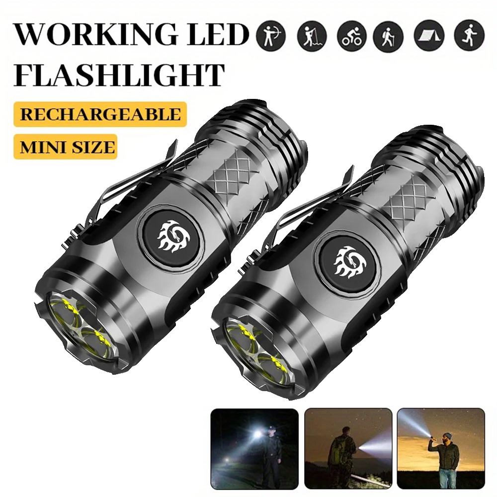 高強力パワー LED 懐中電灯 内蔵バッテリー Type-C - Battery Outdoor Camping のレビューと価格