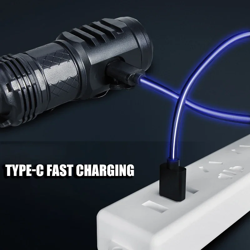 高強力パワー LED 懐中電灯 内蔵バッテリー Type-C - Battery Outdoor Camping のレビューと価格