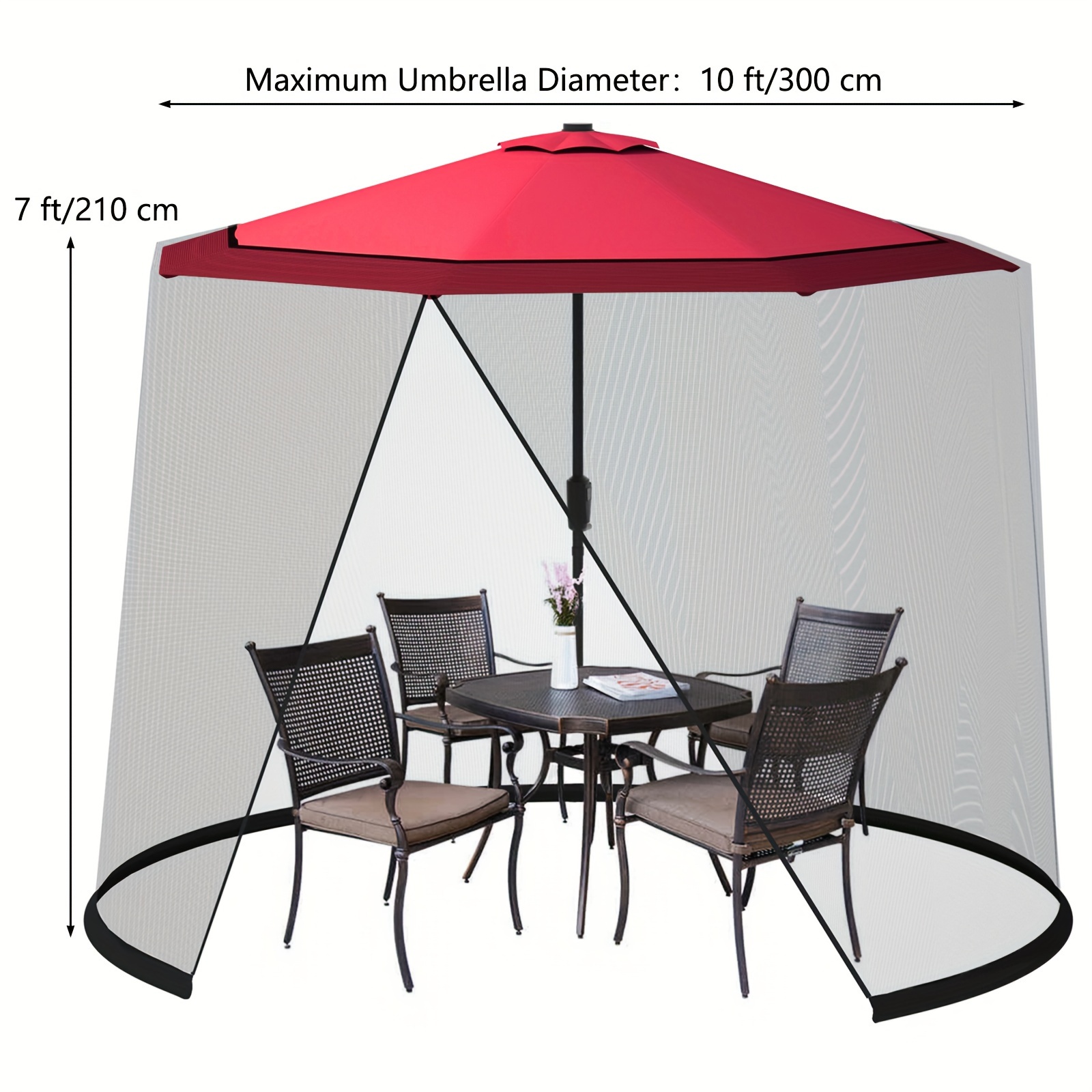 9フィート10フィートパティオ傘用蚊帳、ジッパー付き屋外テー - Outdoor Camping Mosquito Net のレビューと価格