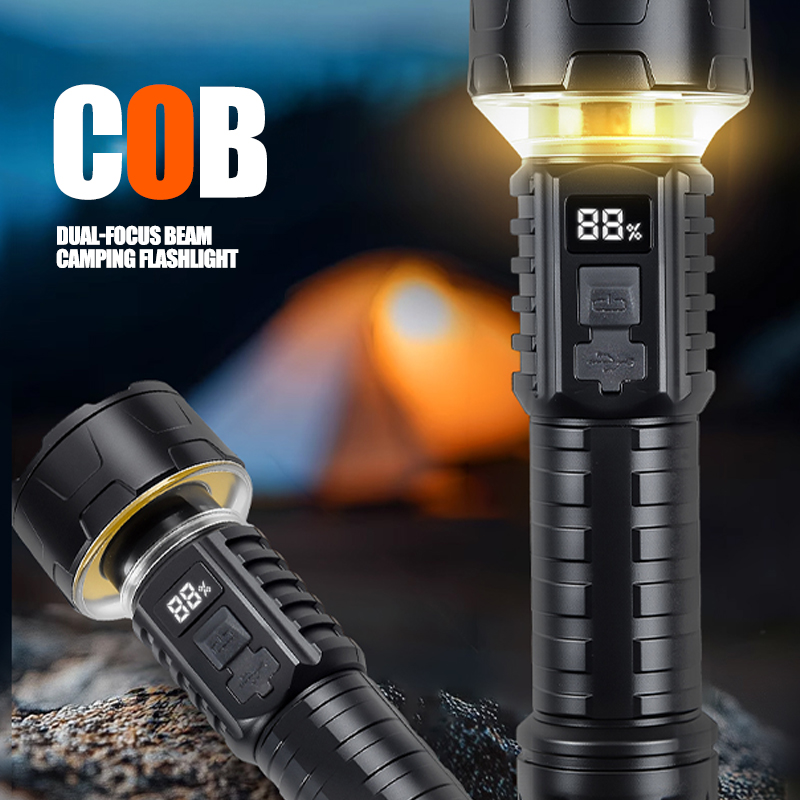 1/2 個/セット高強力 LED 懐中電灯緊急スポットライト - Battery Outdoor Camping のレビューと価格