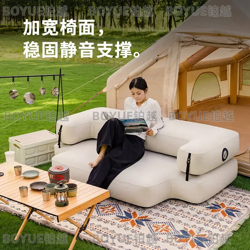 屋外用ブラッシュド加工インフレータブルソファベッド、高級キャ - Outdoor Camping Recliner のレビューと価格